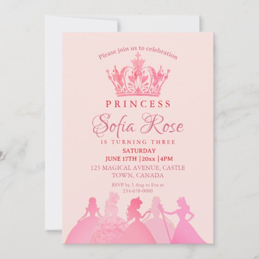 Kroon Kleine Prinses Verjaardagsfeestje Kaart (Voorkant)