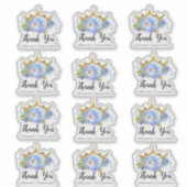Kroon met Blauwe Bloemen Quinceañera Dank u Set Sticker (Voorkant)