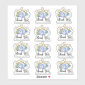 Kroon met Blauwe Bloemen Quinceañera Dank u Set Sticker (Vel)
