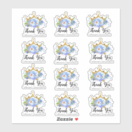 Kroon met Blauwe Bloemen Quinceañera Dank u Set Sticker