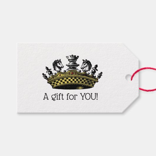  kroon met kleur van schaakstukken cadeaulabel (Voorkant (Horizontaal))