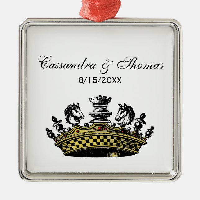  kroon met kleur van schaakstukken metalen ornament (Voorkant)