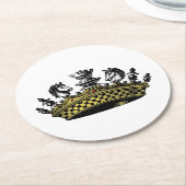 kroon met kleur van schaakstukken ronde kartonnen onderzetter (Gebogen)