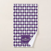 Kroon met Plum Paars, Grey and White Quatrefoil Bad Handdoek (Handdoek)
