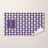 Kroon met Plum Paars, Grey and White Quatrefoil Bad Handdoek (Handdoek)