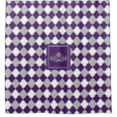 Kroon met Plum Paars, Grey and White Quatrefoil Douchegordijn (Voorkant)