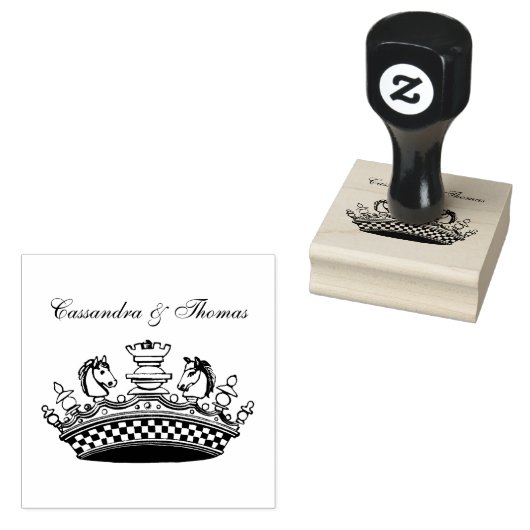 kroon met schaakstukken Naam Rubberstempel (Gestempeld)