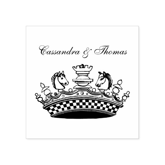 kroon met schaakstukken Naam Rubberstempel (Afrduk)