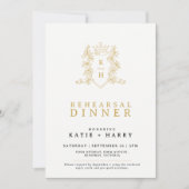 Kroon monogram goud wit bruiloft repetitie kaart (Voorkant)