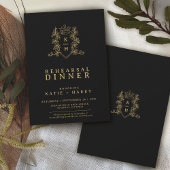 Kroon monogram goud zwart bruiloft repetitie kaart