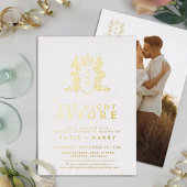 Kroon monogram gouden bruiloft de avond ervoor folie uitnodiging