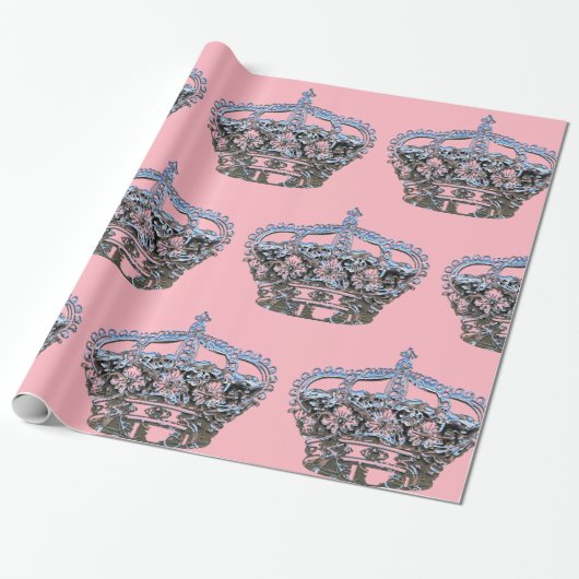 kroon op glanzend roze papier (Uitgerold)