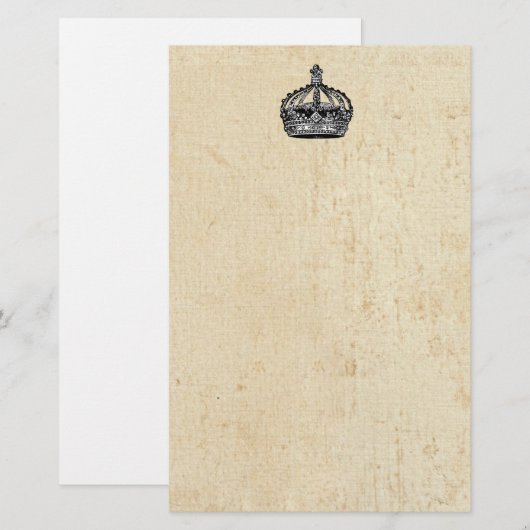 kroon op oude steengrunge briefpapier (Voorkant / Achterkant)