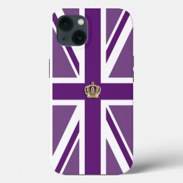 Kroon op patriottische vlag van de Britse Unie iPhone 13 Hoesje