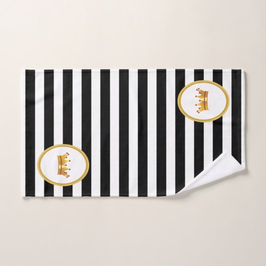 Kroon op zwart en wit gestreept bad handdoek (Handdoek)