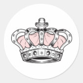 Kroon - PInk Ronde Sticker (Voorkant)