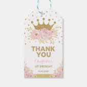 Kroon Prinses Baby Meisje 1e Verjaardag Roze Goud Cadeaulabel (Voorkant)