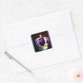 KROON ROYALTY PAARSE FLUWEEL OP ZWART VIERKANTE STICKER (Envelop)