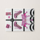 Kroon Roze Wit Zwart Legpuzzel (Horizontaal)