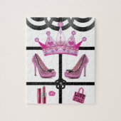 Kroon Roze Wit Zwart Legpuzzel (Verticaal)