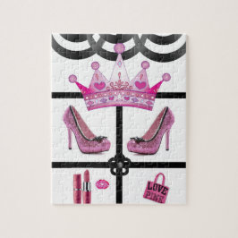 Kroon Roze Wit Zwart Legpuzzel