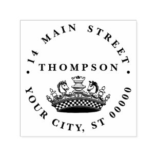 kroon, schaakstukken naam retouradres zelfinktende stempel