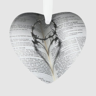 Kroon Thorns Heart en Bijbel Ornament