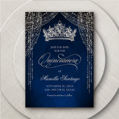 Kroon Tiara Navy Silver Quinceañera Save the Date