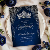 Kroon Tiara Navy Silver Quinceañera Save the Date