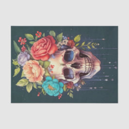 Kroon van bloemblaadjes & tranen, schedel & tuin b tissuepapier