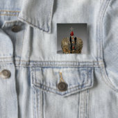 Kroon van de pers vierkante button 5,1 cm (In situ)