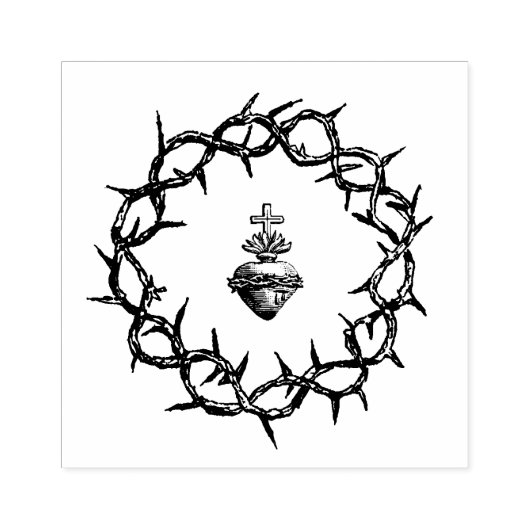 Kroon van Doorn Heilig Hart van Jezus Religieus Rubberstempel (Afrduk)