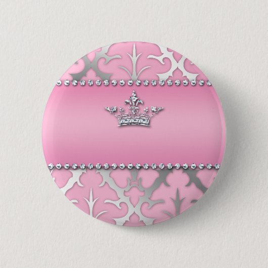Kroon van Glory Damask Diamond Gifts Ronde Button 5,7 Cm (Voorkant)