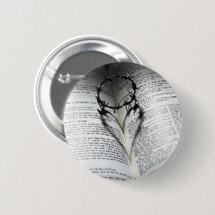 Kroon van het Hart en de Bijbel van Doornen Ronde Button 5,7 Cm