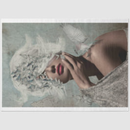 Kroon van het Portret Butterflies Woman Bird Tissuepapier