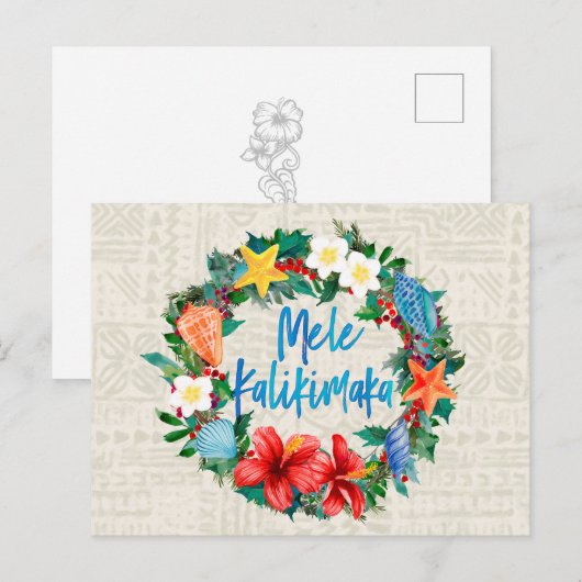 Kroon van Kerstmis van Kalikimaka van Mele de Feestdagenkaart (Voorkant / Achterkant)