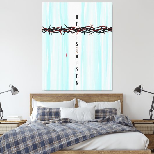 Kroon van Thorns Cross Canvas Afdruk (Insitu (Slaapkamer))