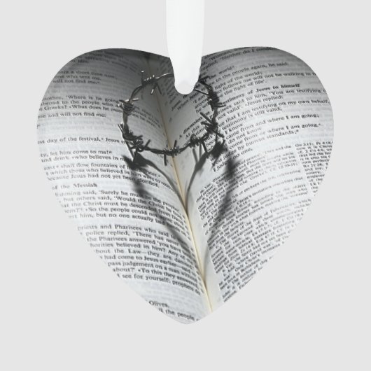 Kroon van Thorns Heart en Bijbel Ornament (voorkant)