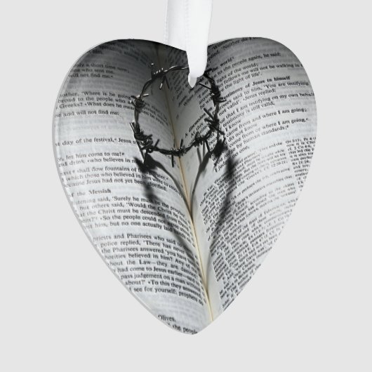 Kroon van Thorns Heart en Bijbel Ornament (voorkant)