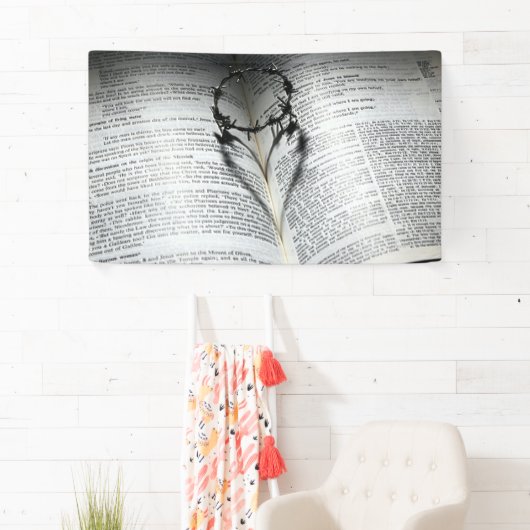 Kroon van Thorns Heart en Bijbel Spandoek (Insitu)