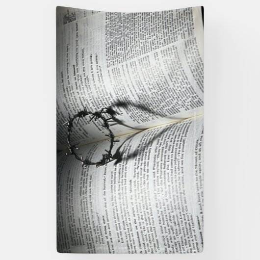 Kroon van Thorns Heart en Bijbel Spandoek (Verticaal)