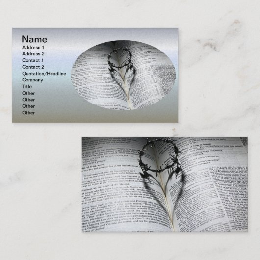 Kroon van Thorns Heart en Bijbel Visitekaartje (Voorkant / Achterkant)