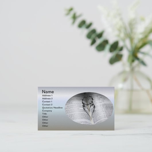 Kroon van Thorns Heart en Bijbel Visitekaartje (Staand voorkant)