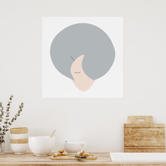 Kroon van wijsheid | Moderne minimalistische vrouw Poster (Keuken)
