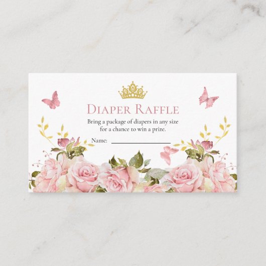 Kroon Vlinders Bloemen Douche Luier Raffle Informatiekaartje (Voorkant)