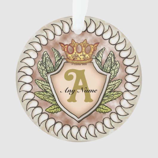 Kroon Wing Monogram Ornament (voorkant)