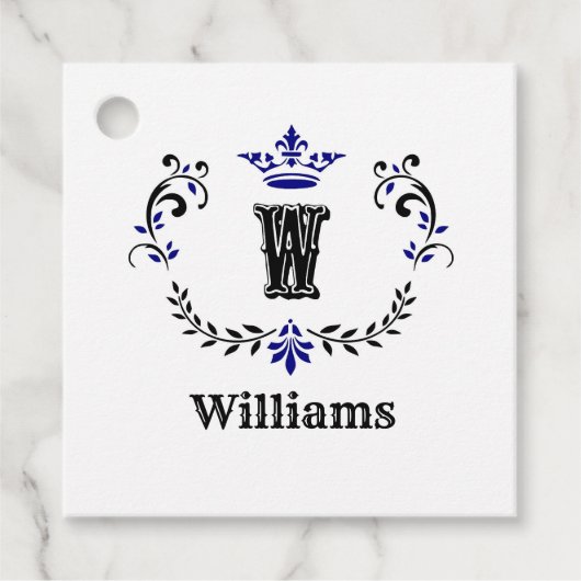 Kroon Wreath Monogram 'W' Bedankjes Labels (Voorkant)