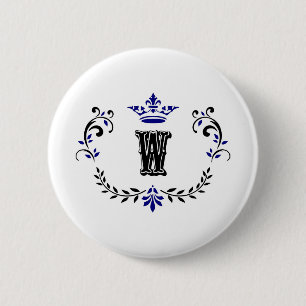 Kroon Wreath Monogram 'W' Ronde Button 5,7 Cm