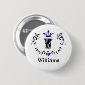 Kroon Wreath Monogram 'W' Ronde Button 5,7 Cm (Voorkant /achterkant)