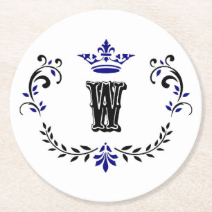 Kroon Wreath Monogram 'W' Ronde Kartonnen Onderzetter